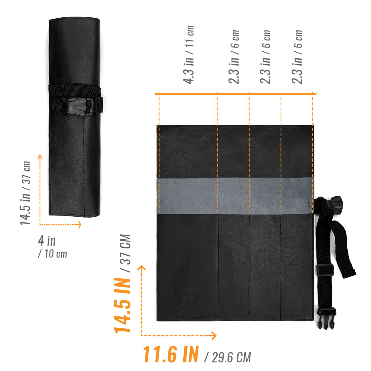 Estojo Porta Facas em Couro Legítimo - 1, 2, 3, 4 ou 6 Bolsos - Estojo Case de Fácil Transporte - Para Facas, Utensílios, Cozinha, Chefs, BBQ -  Under NY Sky