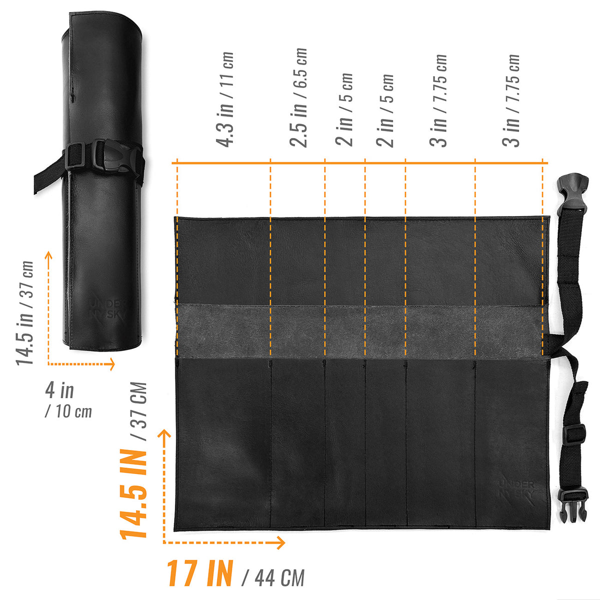 Estojo Porta Facas em Couro Legítimo - 1, 2, 3, 4 ou 6 Bolsos - Estojo Case de Fácil Transporte - Para Facas, Utensílios, Cozinha, Chefs, BBQ -  Under NY Sky