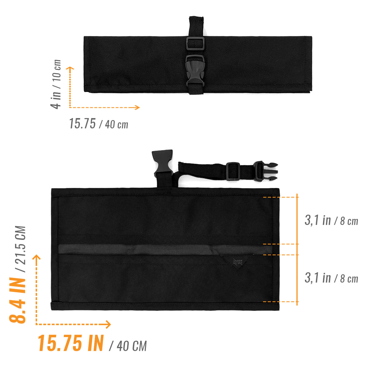 Estojo Porta Faca - 1, 2, 3, 4 ou 6 Bolsos - Bolsa Portátil em Lona Oxford Resistente para Ferramentas de Cozinha, Utensílios, Case Rolo para Facas - Chef, Grill, Churrasco -  Under NY Sky
