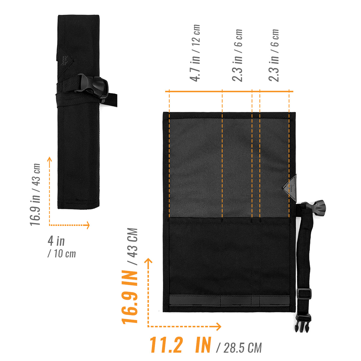 Estojo Porta Faca - 1, 2, 3, 4 ou 6 Bolsos - Bolsa Portátil em Lona Oxford Resistente para Ferramentas de Cozinha, Utensílios, Case Rolo para Facas - Chef, Grill, Churrasco -  Under NY Sky