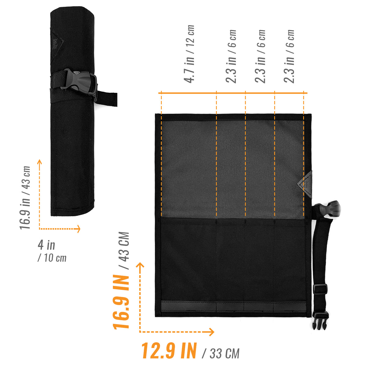 Estojo Porta Faca - 1, 2, 3, 4 ou 6 Bolsos - Bolsa Portátil em Lona Oxford Resistente para Ferramentas de Cozinha, Utensílios, Case Rolo para Facas - Chef, Grill, Churrasco -  Under NY Sky