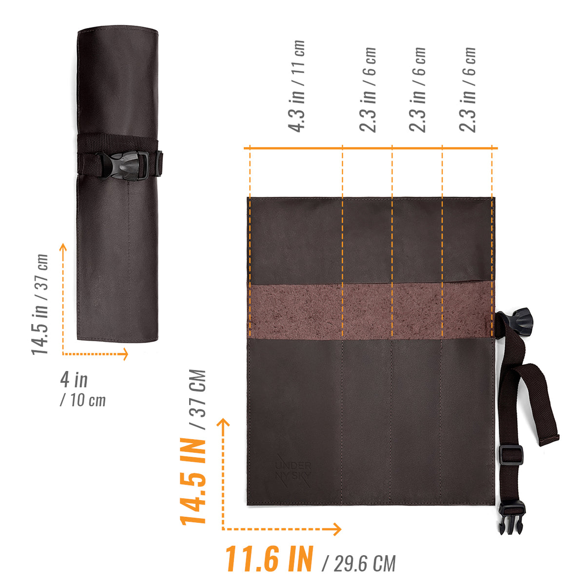 Estojo Porta Facas em Couro Legítimo - 1, 2, 3, 4 ou 6 Bolsos - Estojo Case de Fácil Transporte - Para Facas, Utensílios, Cozinha, Chefs, BBQ -  Under NY Sky
