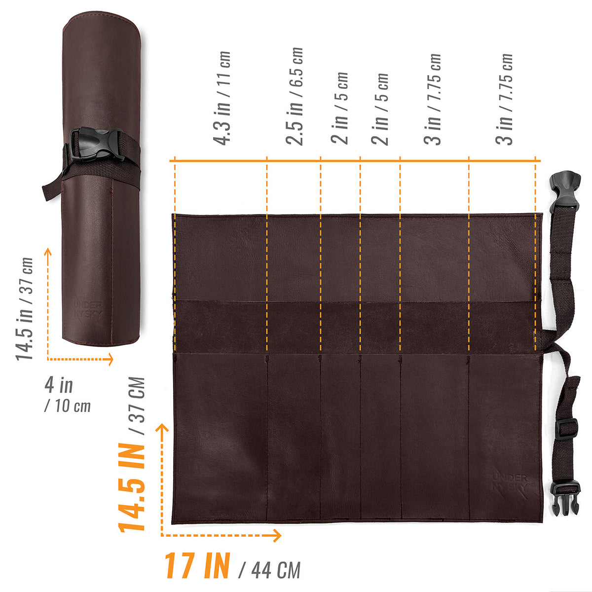 Estojo Porta Facas em Couro Legítimo - 1, 2, 3, 4 ou 6 Bolsos - Estojo Case de Fácil Transporte - Para Facas, Utensílios, Cozinha, Chefs, BBQ -  Under NY Sky
