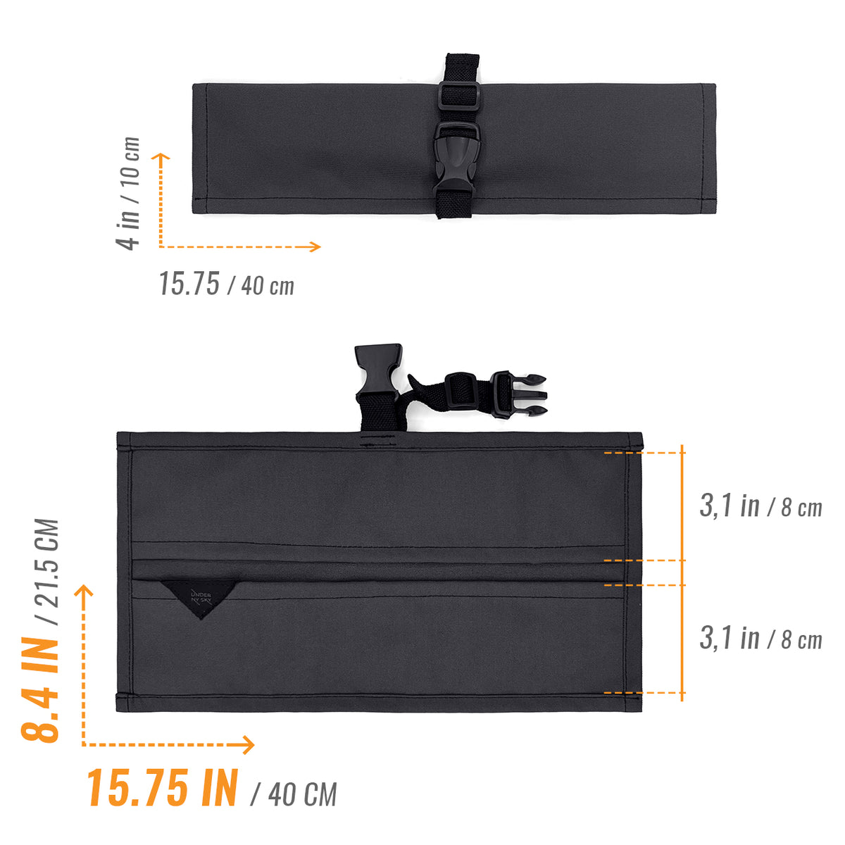 Estojo Porta Faca - 1, 2, 3, 4 ou 6 Bolsos - Bolsa Portátil em Lona Oxford Resistente para Ferramentas de Cozinha, Utensílios, Case Rolo para Facas - Chef, Grill, Churrasco -  Under NY Sky