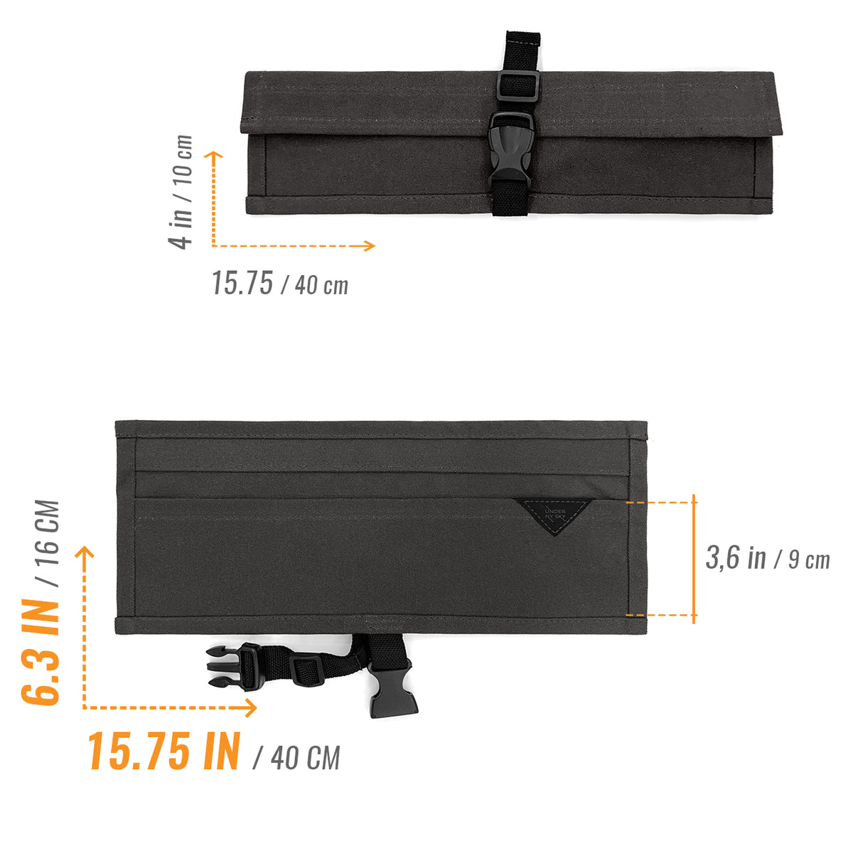 Estojo Porta Facas - 1, 2, 3, 4 ou 6 Bolsos - Bolsa Portátil em Lona Parafinada para Ferramentas de Cozinha, Utensílios, Case Rolo para Facas - Chefs, Grill, Churrasco -  Under NY Sky