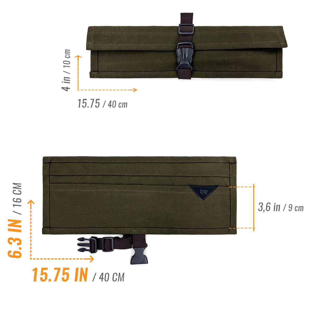 Estojo Porta Facas - 1, 2, 3, 4 ou 6 Bolsos - Bolsa Portátil em Lona Parafinada para Ferramentas de Cozinha, Utensílios, Case Rolo para Facas - Chefs, Grill, Churrasco -  Under NY Sky