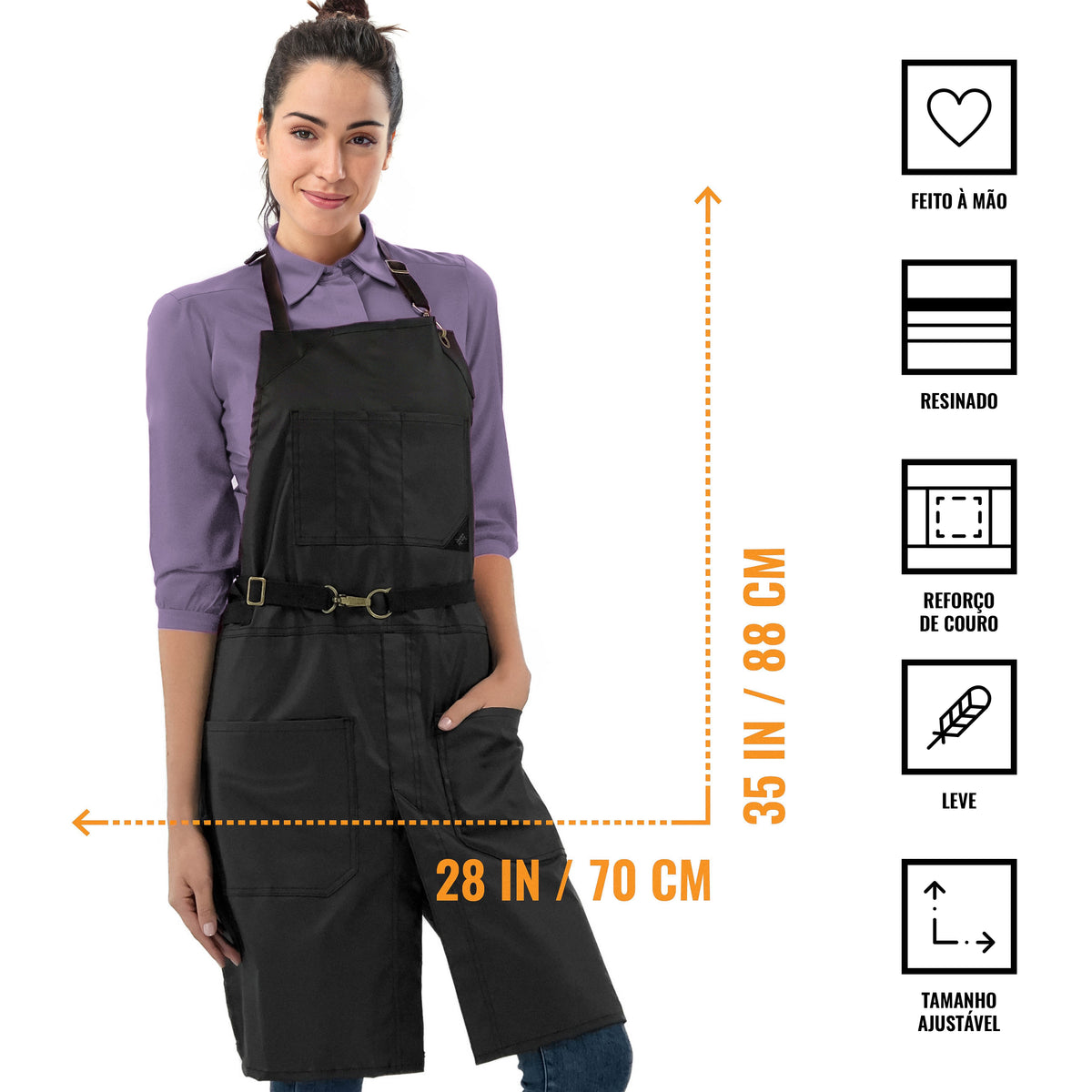 Avental para Cabeleireiro - resistente à água, fecho sem laços, ajustável - salão beleza, barbeiro, chef - Under NY Sky