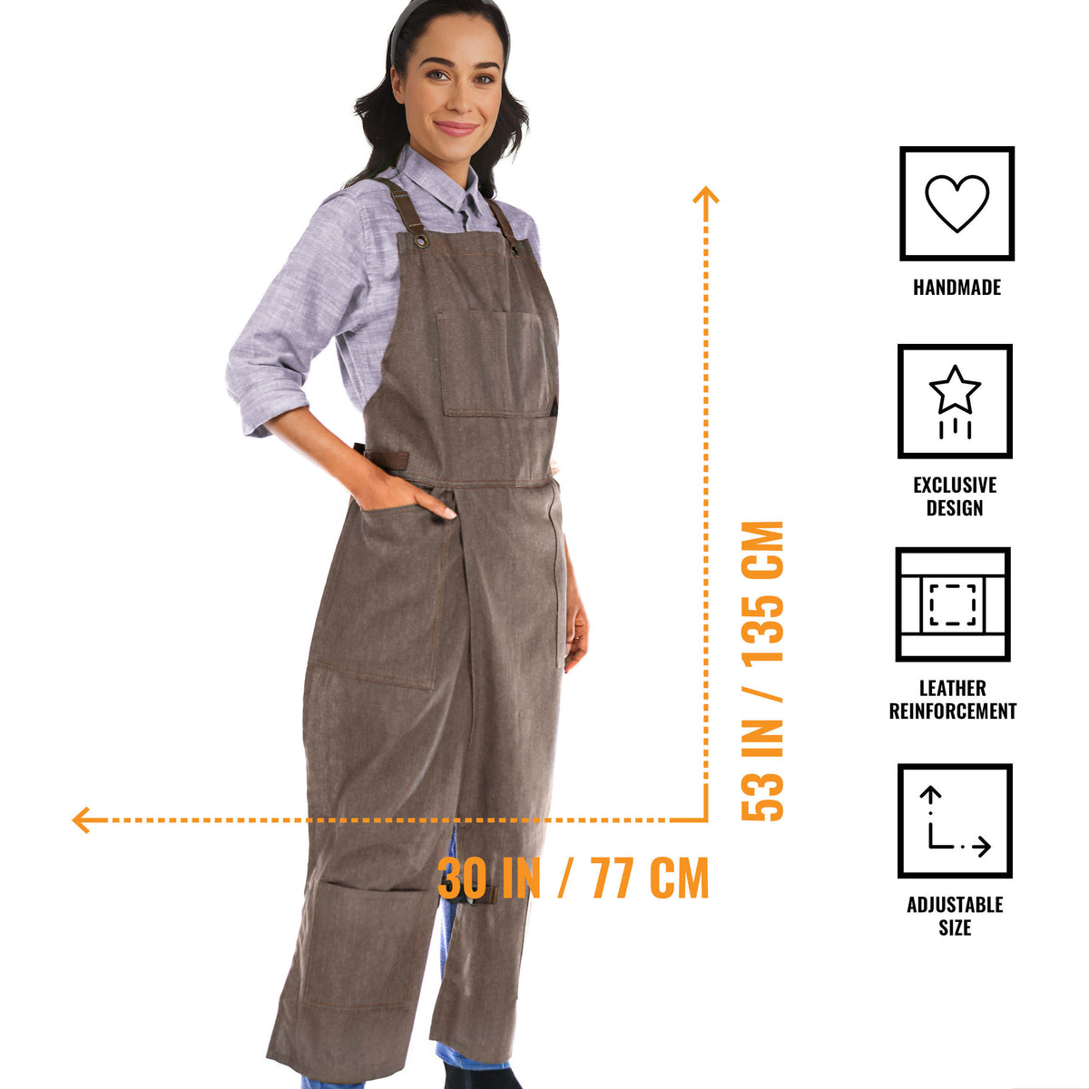 Avental para Cerâmica – Fenda de Perna – Jeans ou Sarja – Alças Cruzadas, Reforço em Couro – Ceramista -  Under NY Sky