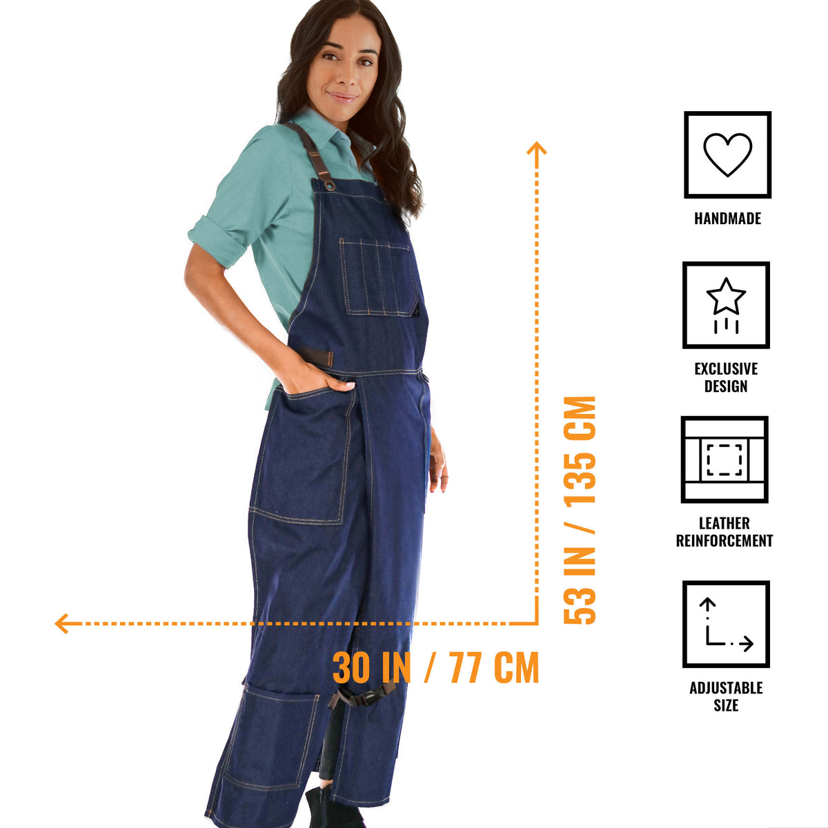 Avental para Cerâmica – Fenda de Perna – Jeans ou Sarja – Alças Cruzadas, Reforço em Couro – Ceramista -  Under NY Sky