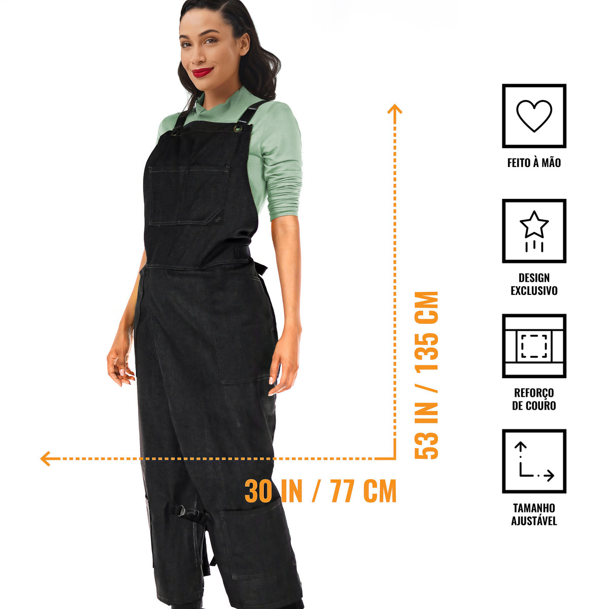 Avental para Cerâmica – Fenda de Perna – Jeans ou Sarja – Alças Cruzadas, Reforço em Couro – Ceramista -  Under NY Sky
