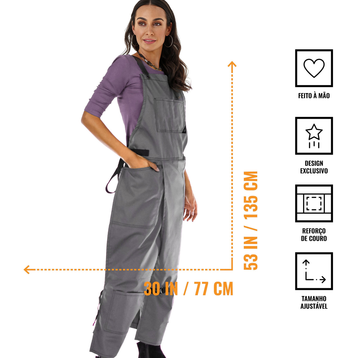 Avental para Cerâmica – Fenda de Perna – Jeans ou Sarja – Alças Cruzadas, Reforço em Couro – Ceramista -  Under NY Sky