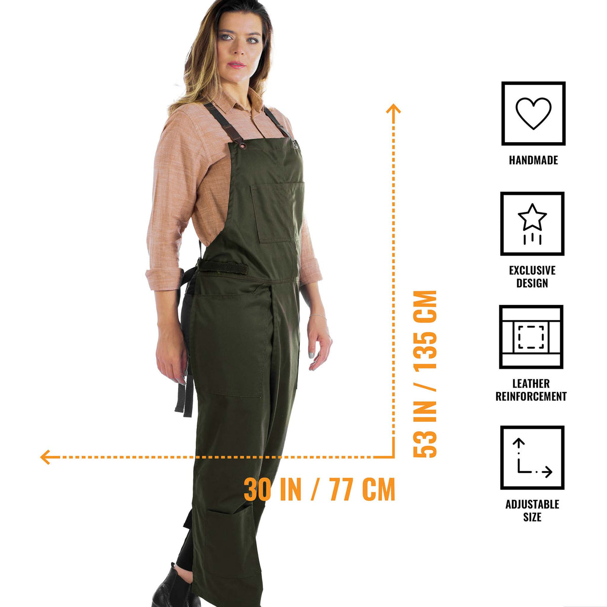 Pottery Apron – Full Split-Leg - Pro Denim &amp; Twill – Cross-back, Leather Reinforcement - Ceramics - Under NY Sky