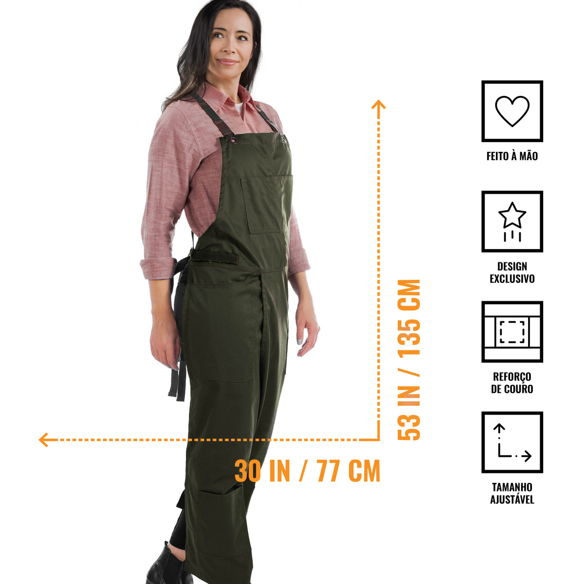 Avental para Cerâmica – Fenda de Perna – Jeans ou Sarja – Alças Cruzadas, Reforço em Couro – Ceramista -  Under NY Sky