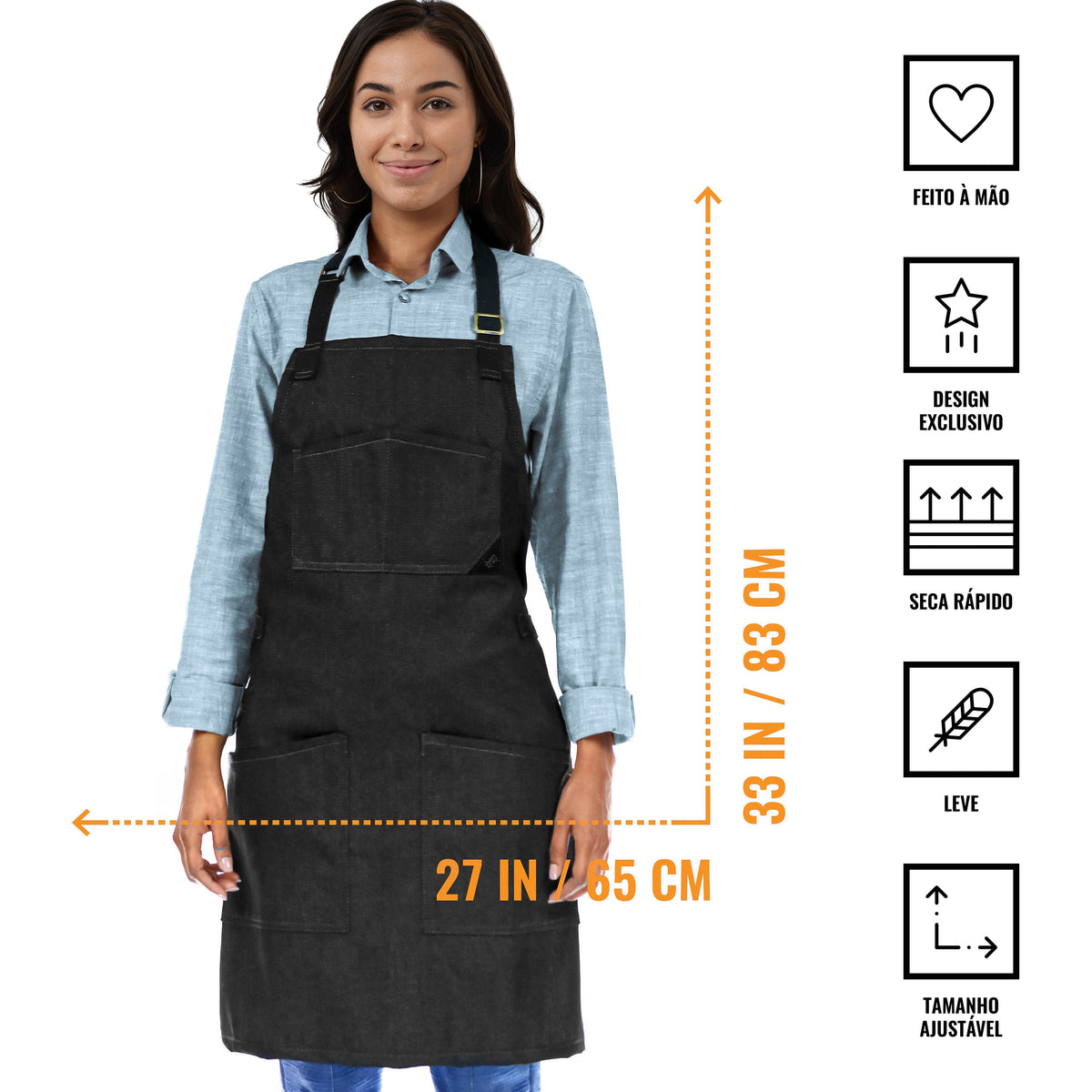 Avental para Chef – Jeans ou Sarja – Alças de Algodão – Bolsos Inteligentes –  Chef, Cozinheiro, Barista, Bartender - Under NY Sky