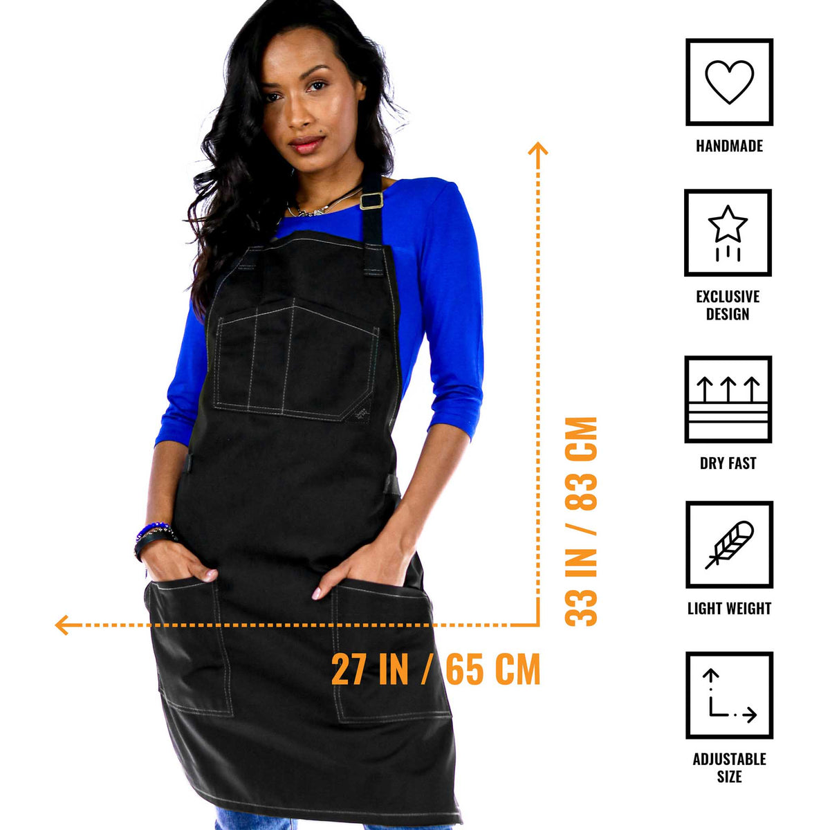 Chef Apron – Denim or Twill - Cotton Straps - Smart Pockets - Pro Chef, Cook, Barista, Bartender - Under NY Sky