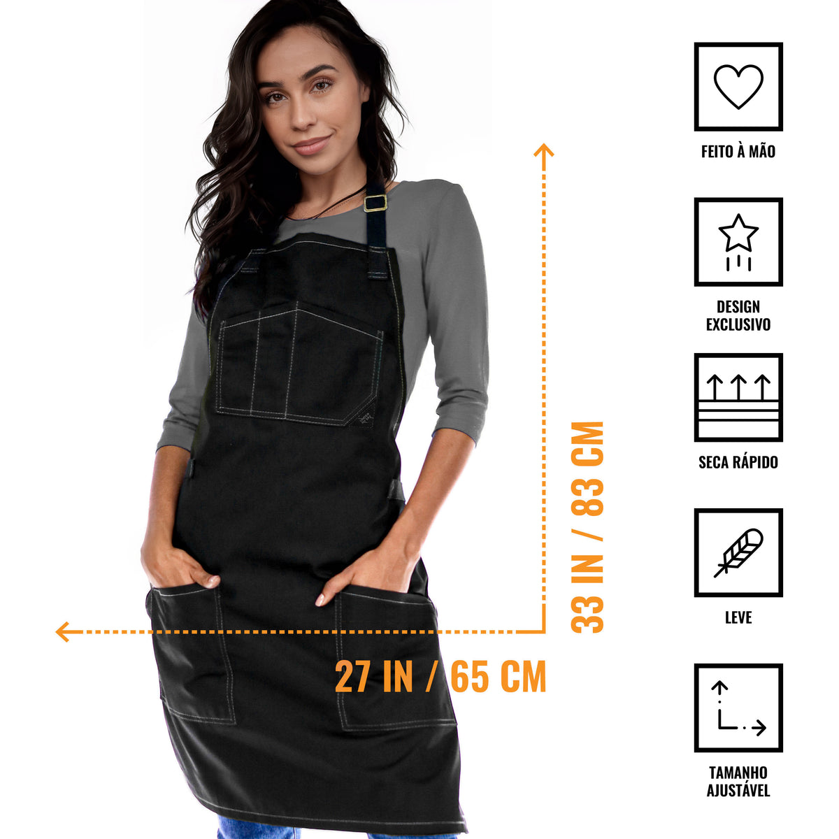 Avental para Chef – Jeans ou Sarja – Alças de Algodão – Bolsos Inteligentes –  Chef, Cozinheiro, Barista, Bartender - Under NY Sky