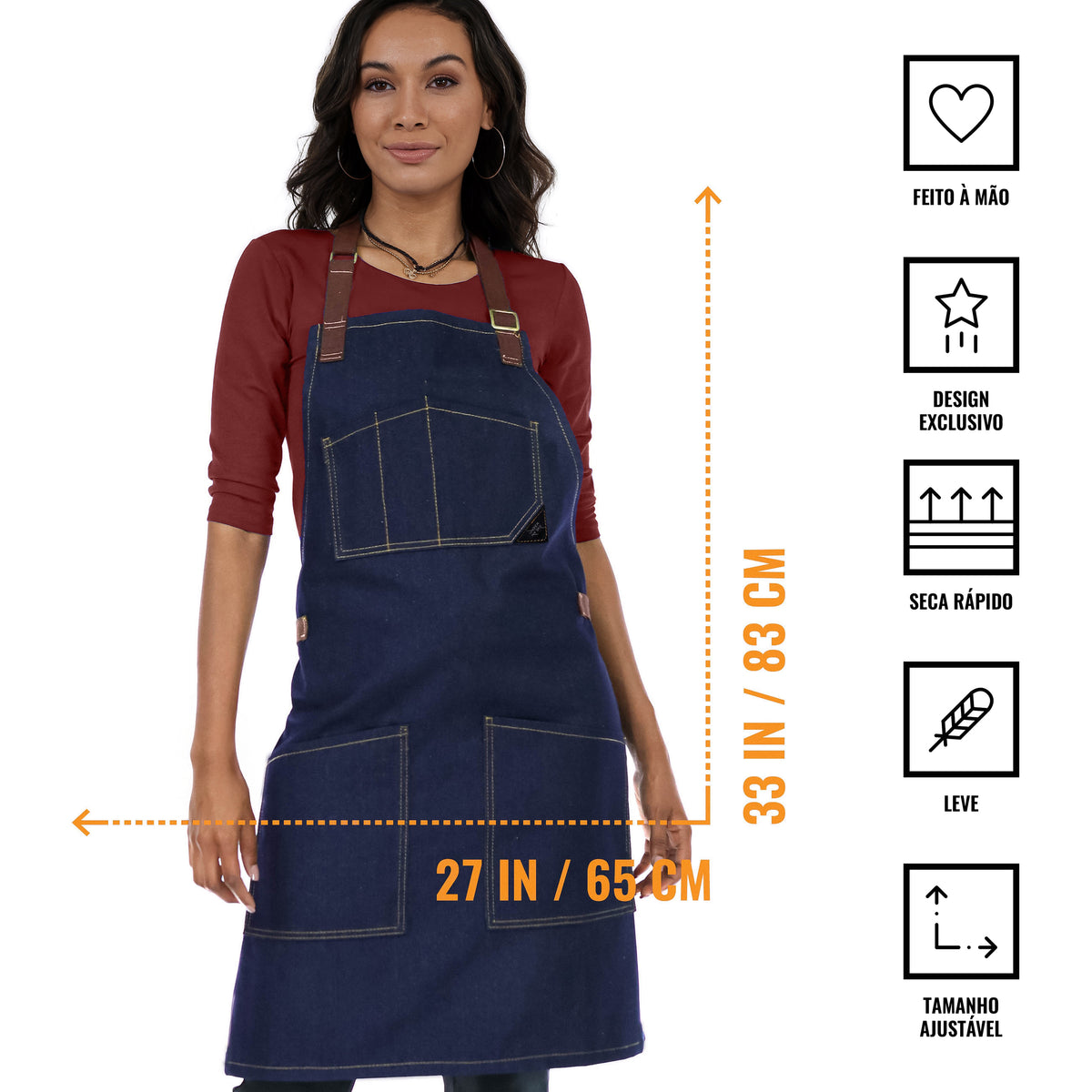 Avental para Chef – Jeans ou Sarja – Alças de Algodão – Bolsos Inteligentes –  Chef, Cozinheiro, Barista, Bartender - Under NY Sky