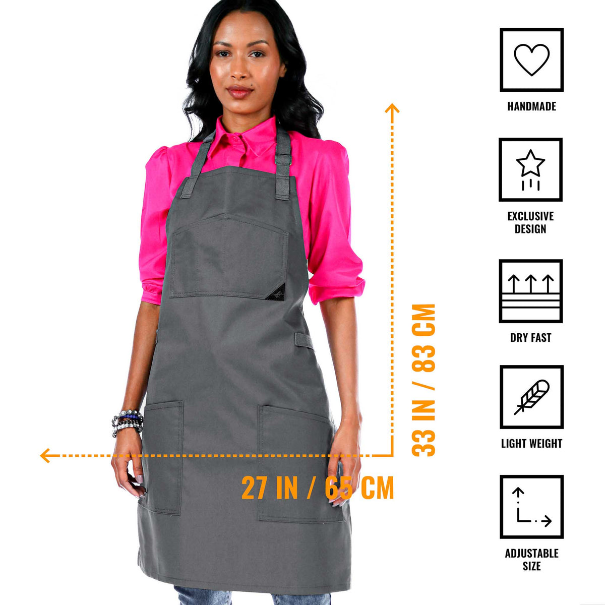 Chef Apron – Denim or Twill - Cotton Straps - Smart Pockets - Pro Chef, Cook, Barista, Bartender - Under NY Sky