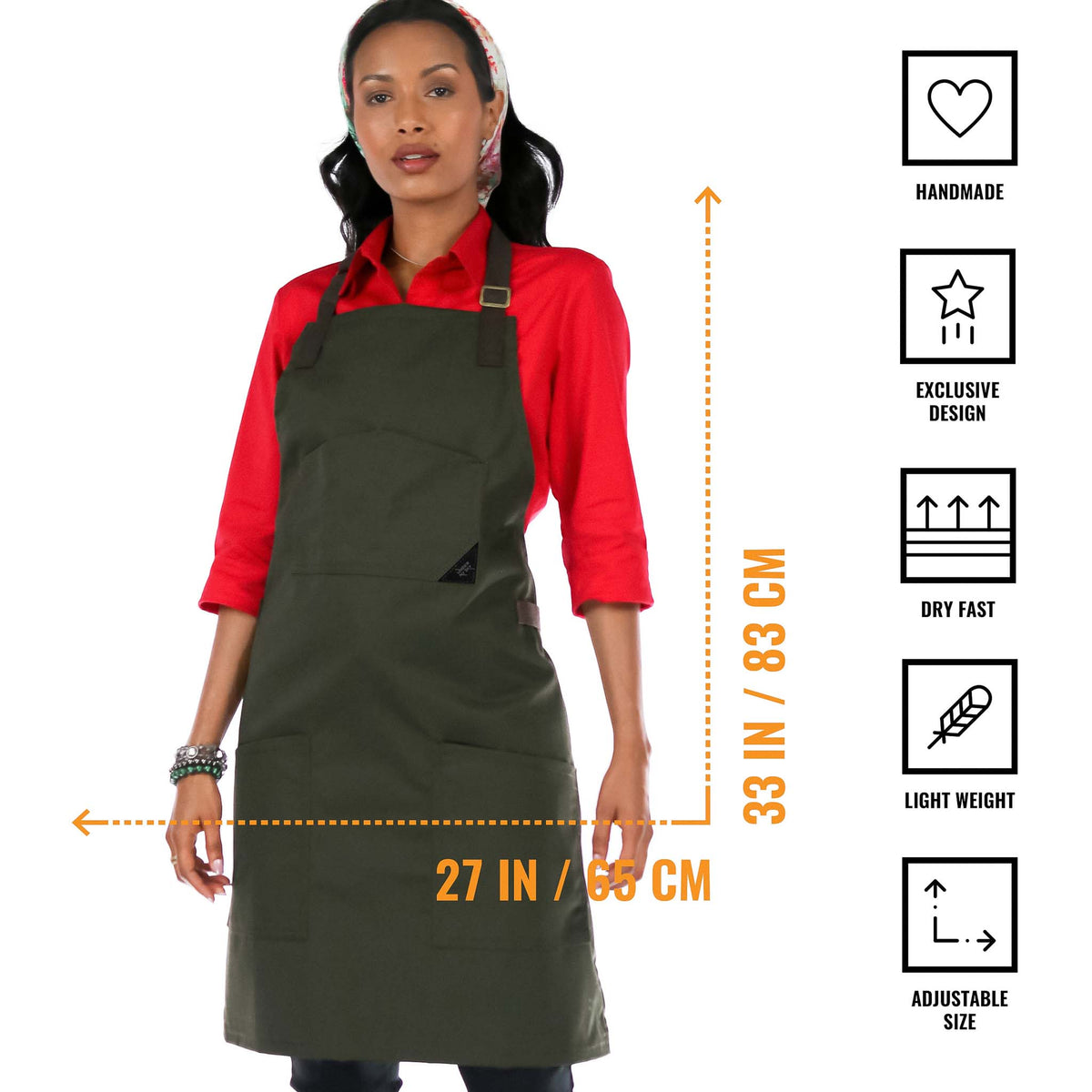 Chef Apron – Denim or Twill - Cotton Straps - Smart Pockets - Pro Chef, Cook, Barista, Bartender - Under NY Sky