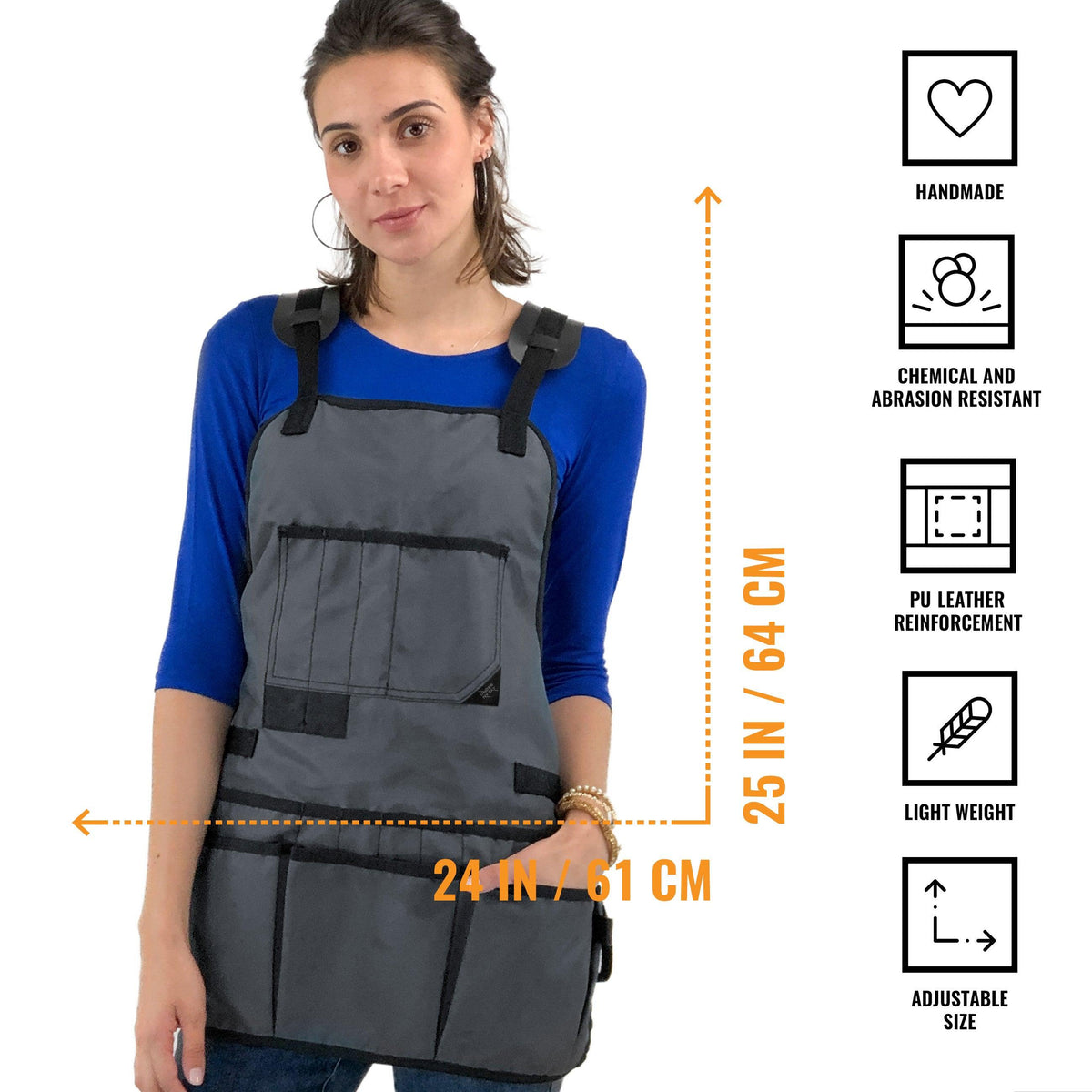 Tool Apron - Magnetic Holder, 18 Pockets, CrossBack, Oxford Canvas - Woodworker, Electrician - Under NY Sky