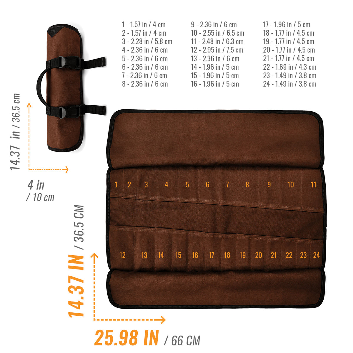 Estojo Organizador de Ferramentas, Lona Encerada, Bolsa para Chaves Portátil - Mecânico, Eletricista - Under NY Sky