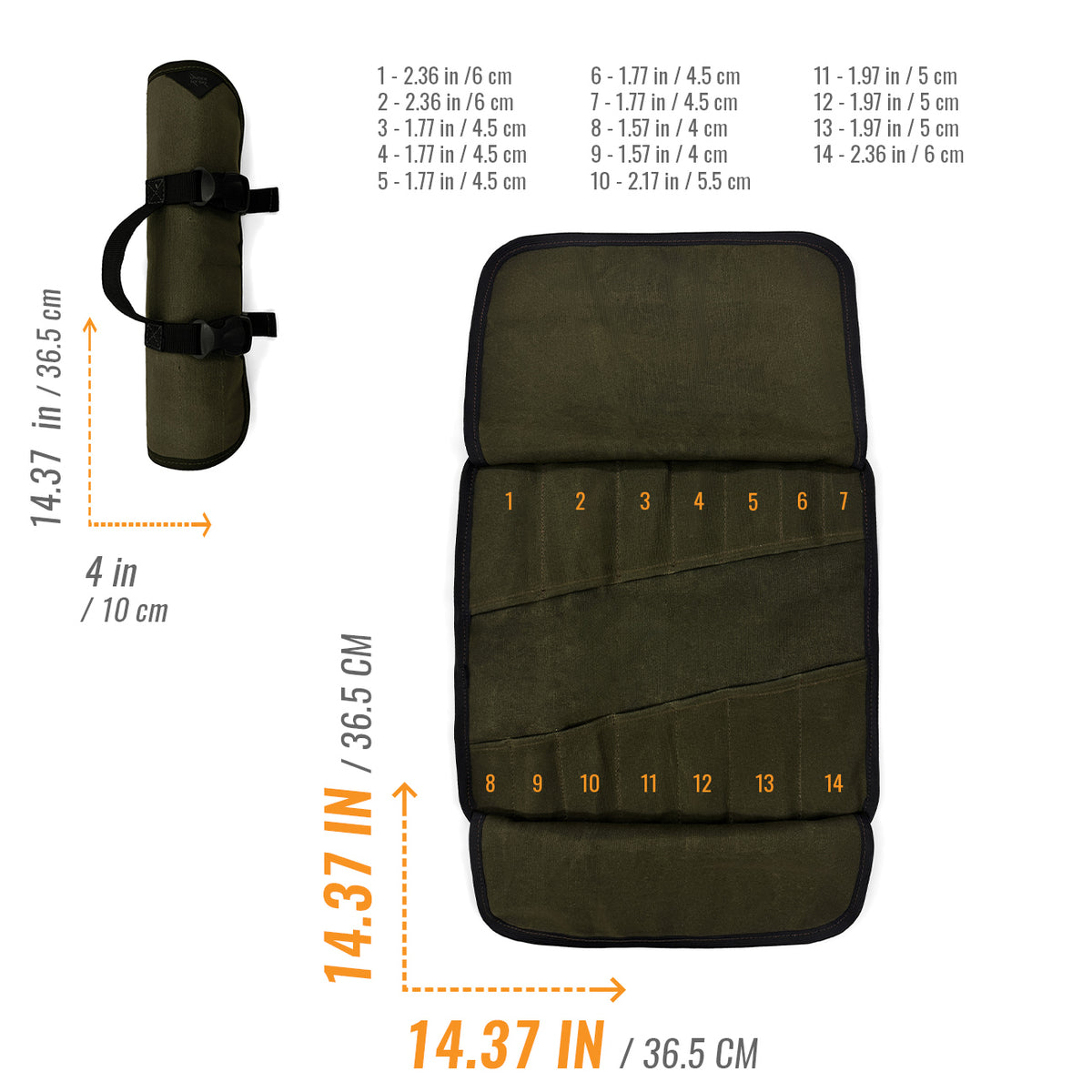 Estojo Organizador de Ferramentas, Lona Encerada, Bolsa para Chaves Portátil - Mecânico, Eletricista - Under NY Sky