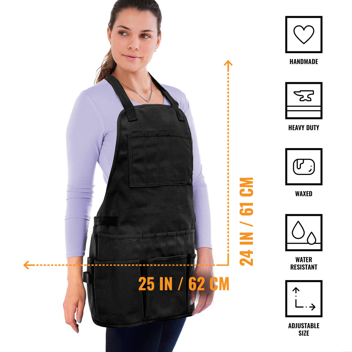 Avental de Ferramentas - 20 Bolsos, Alças cruzadas, Lona Encerada Resistente - Under NY Sky