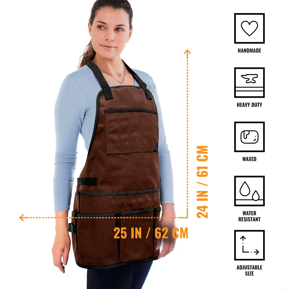 Avental de Ferramentas - 20 Bolsos, Alças cruzadas, Lona Encerada Resistente - Under NY Sky