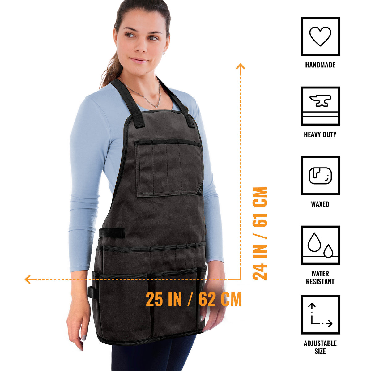 Avental de Ferramentas - 20 Bolsos, Alças cruzadas, Lona Encerada Resistente - Under NY Sky