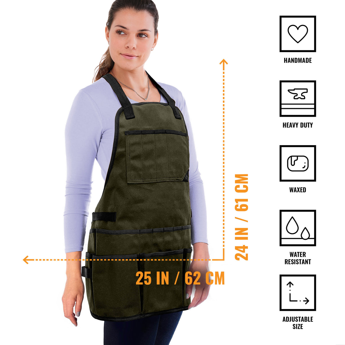 Avental de Ferramentas - 20 Bolsos, Alças cruzadas, Lona Encerada Resistente - Under NY Sky