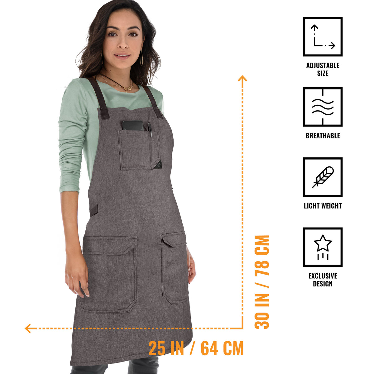 Avental Jeans Multiuso - Ajustável para Homens, Mulheres - Cozinheiro, Chef, Garçom, Padeiro, Barista, Restaurante, Café - Under NY Sky