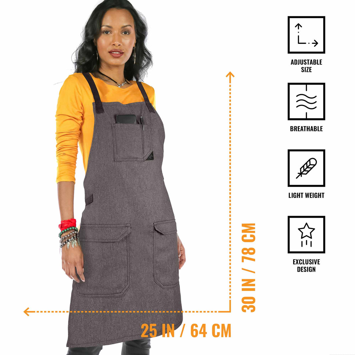 Work Apron - Adjustable for Men, Women - Cook, Chef, Server, Baker, Barista Shop, Restaurant, Coffee  - Under NY Sky