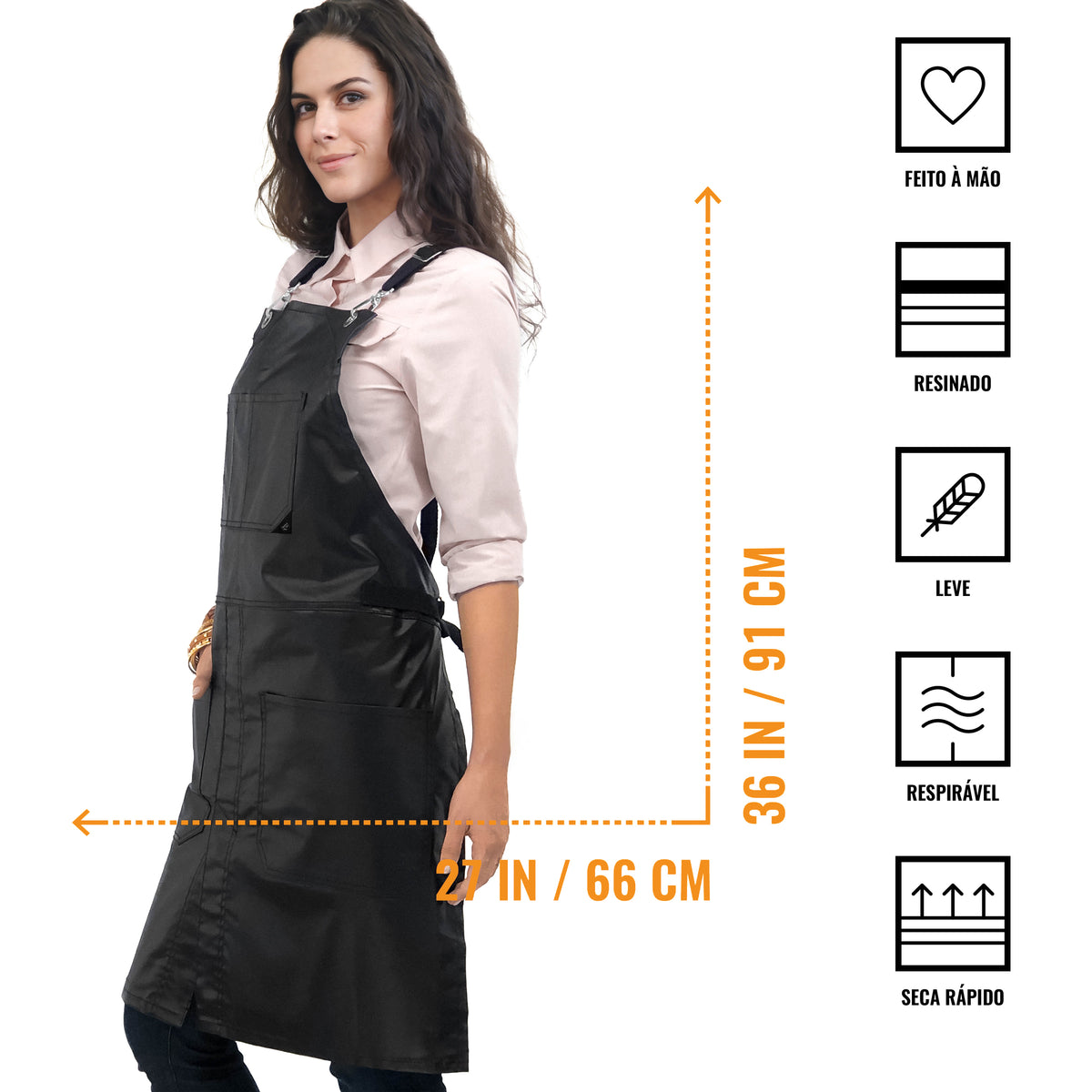 Avental para Salão - Revestido, Resistente à água, Alças Cruzadas, Fenda de Perna - Cabeleireiro, Barbeiro, Tatuador - Under NY Sky