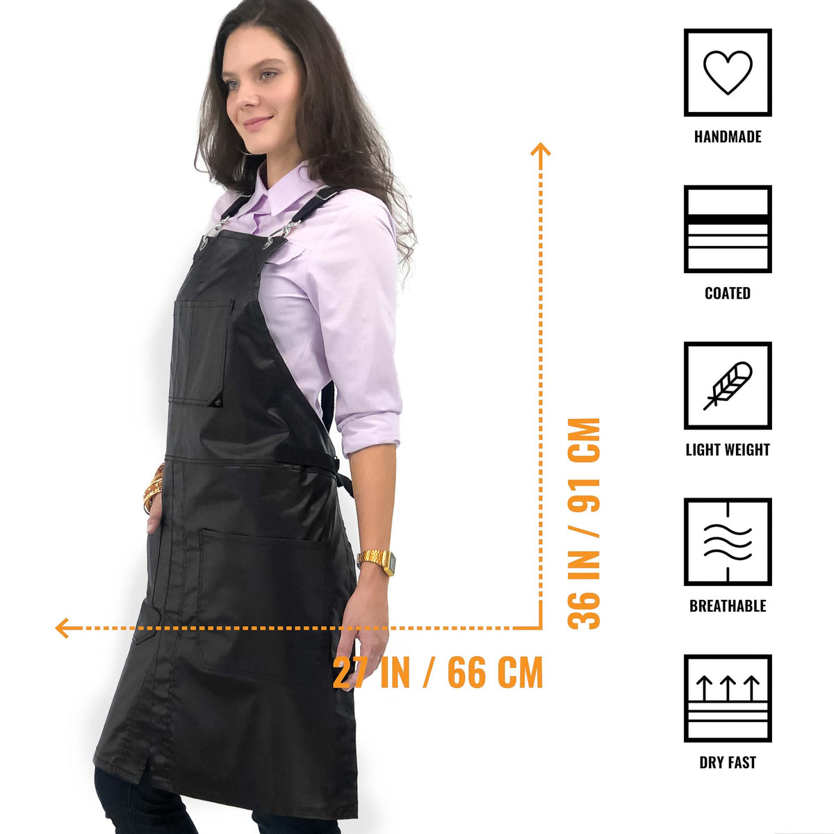 Salon Apron - CrossBack, Water Resistant, Adjustable, SplitLeg - Hairstylist, Barber, Shop - Under NY Sky