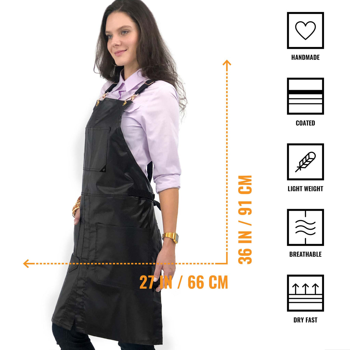 Salon Apron - CrossBack, Water Resistant, Adjustable, SplitLeg - Hairstylist, Barber, Shop - Under NY Sky