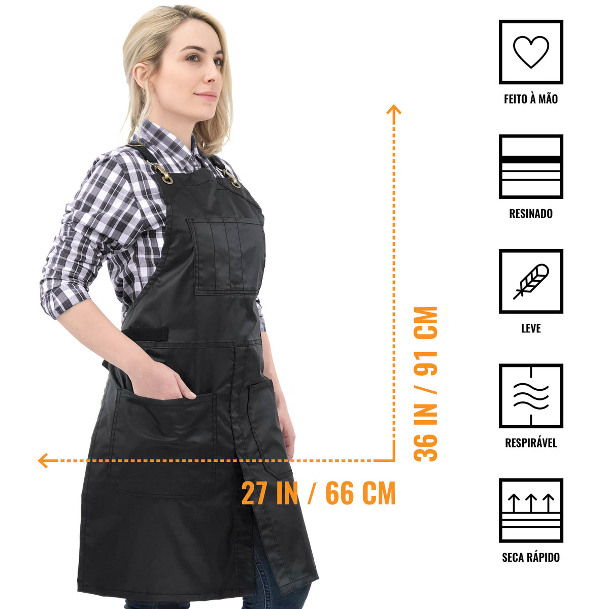 Avental para Salão - Revestido, Resistente à água, Alças Cruzadas, Fenda de Perna - Cabeleireiro, Barbeiro, Tatuador - Under NY Sky