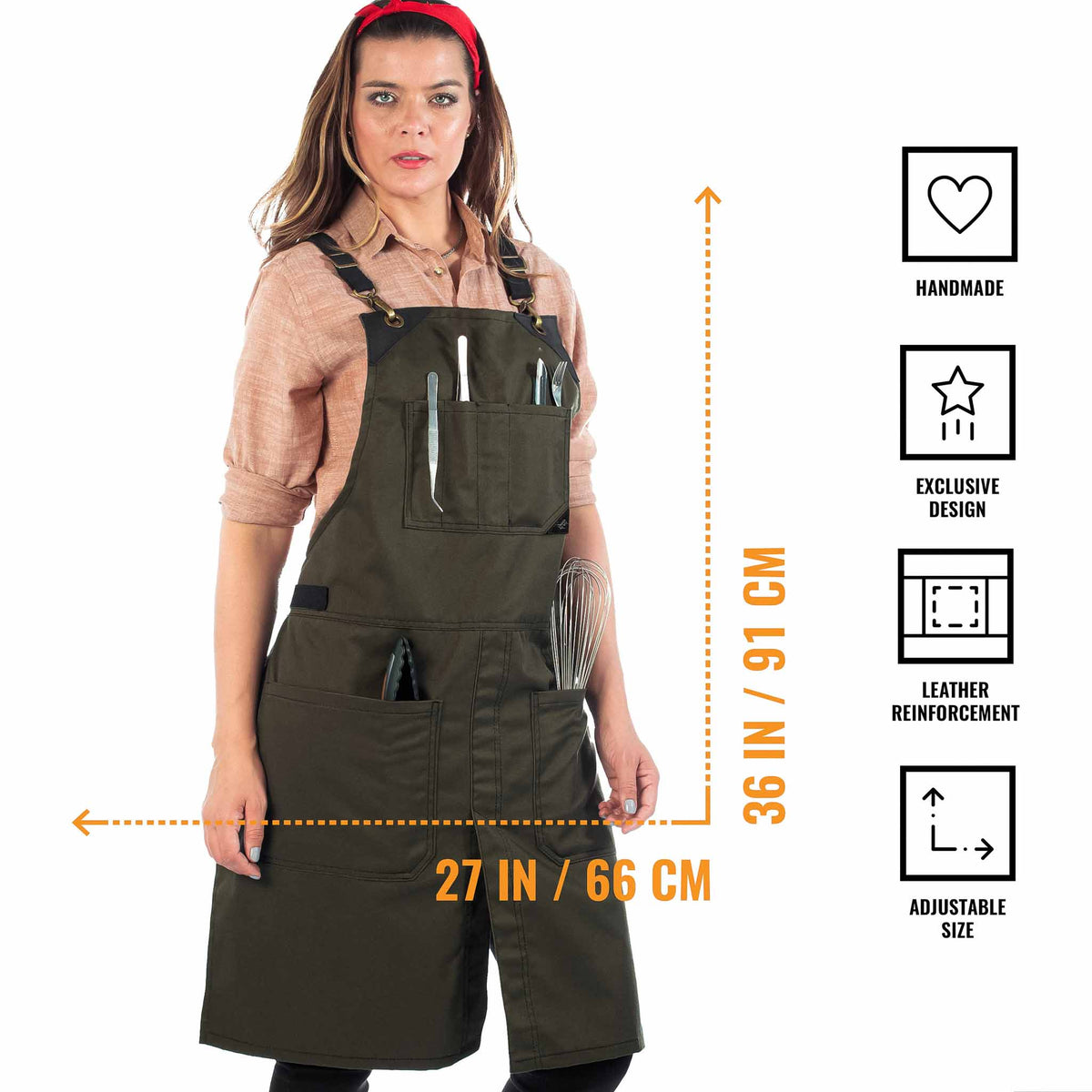 Chef Aprons - CrossBack, Leather Trim, Split - Chef, Bartender, BBQ, Shop, Barber, Salon - Under NY Sky