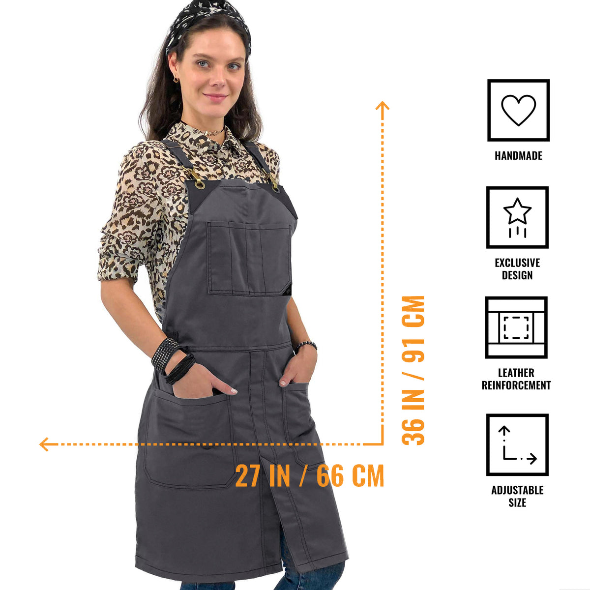 Chef Aprons - CrossBack, Leather Trim, Split - Chef, Bartender, BBQ, Shop, Barber, Salon - Under NY Sky