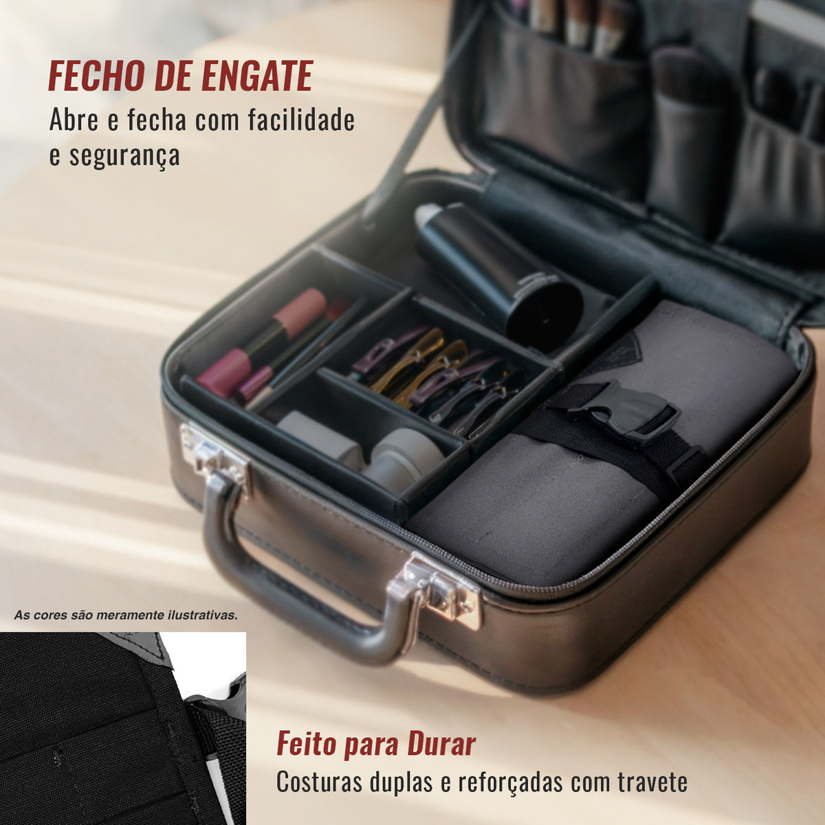 Estojo Porta Tesoura - Salão de Beleza, Barbearia - Case Rolo em Lona para Tesouras de Corte de Cabelo, Pentes, Pincéis, Lápis Maquiagem - Barbeiro, Cabeleireiro, Maquiador - Under NY Sky