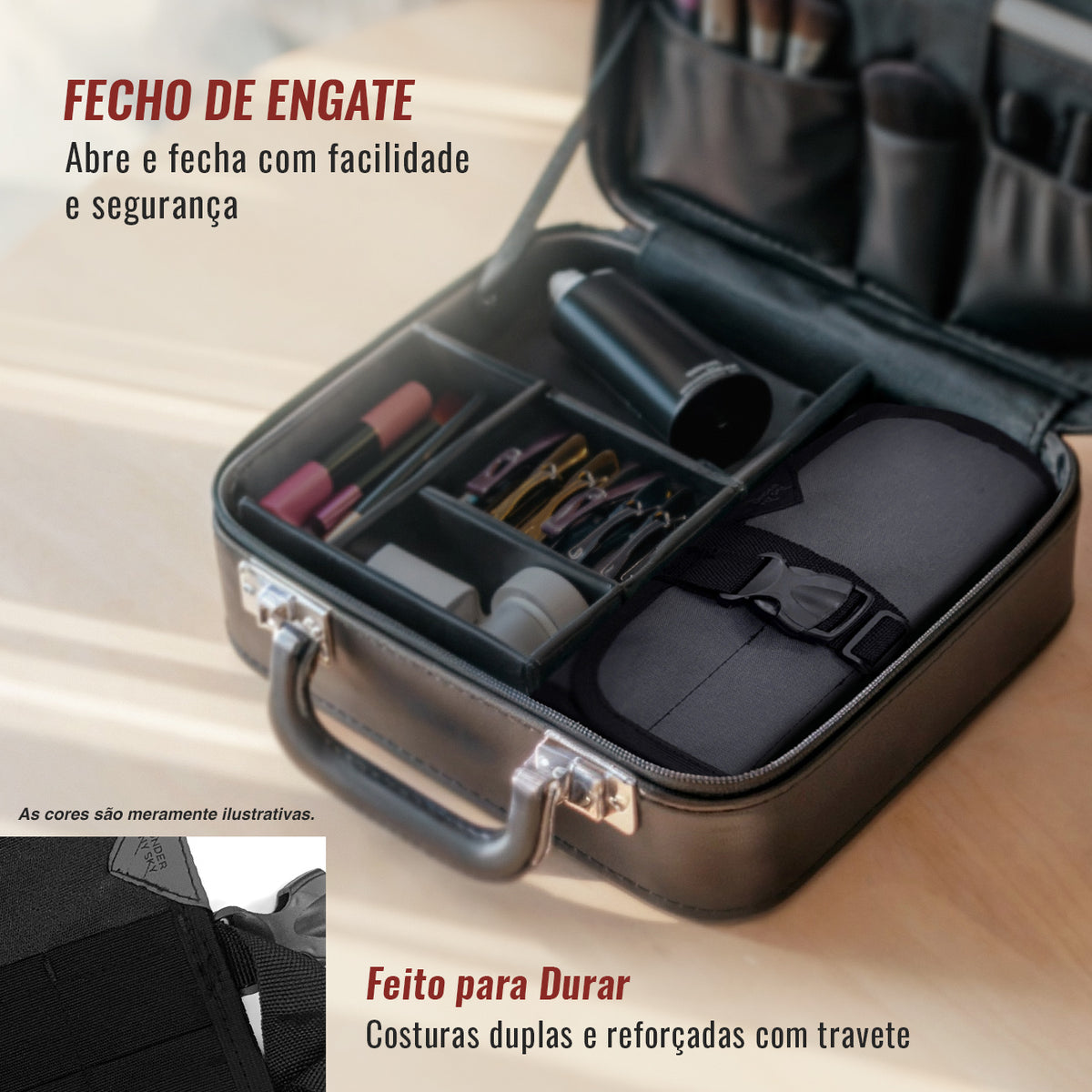 Estojo Porta Tesoura - Salão de Beleza, Barbearia - Case Rolo em Lona Oxford para Tesouras de Corte de Cabelo, Pentes, Pincéis, Lápis Maquiagem - Barbeiro, Cabeleireiro, Maquiador - Under NY Sky
