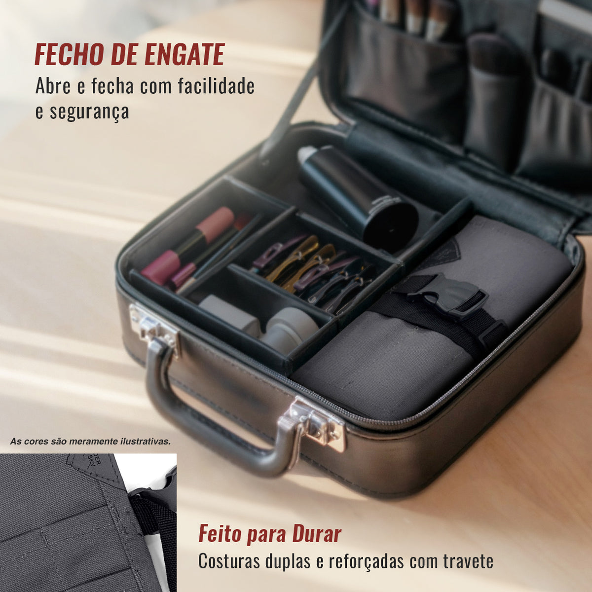 Estojo Porta Tesoura - Salão de Beleza, Barbearia - Case Rolo em Lona para Tesouras de Corte de Cabelo, Pentes, Pincéis, Lápis Maquiagem - Barbeiro, Cabeleireiro, Maquiador - Under NY Sky