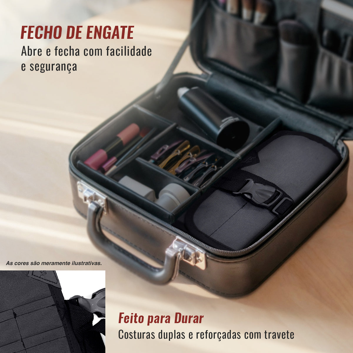 Estojo Porta Tesoura - Salão de Beleza, Barbearia - Case Rolo em Lona Oxford para Tesouras de Corte de Cabelo, Pentes, Pincéis, Lápis Maquiagem - Barbeiro, Cabeleireiro, Maquiador - Under NY Sky