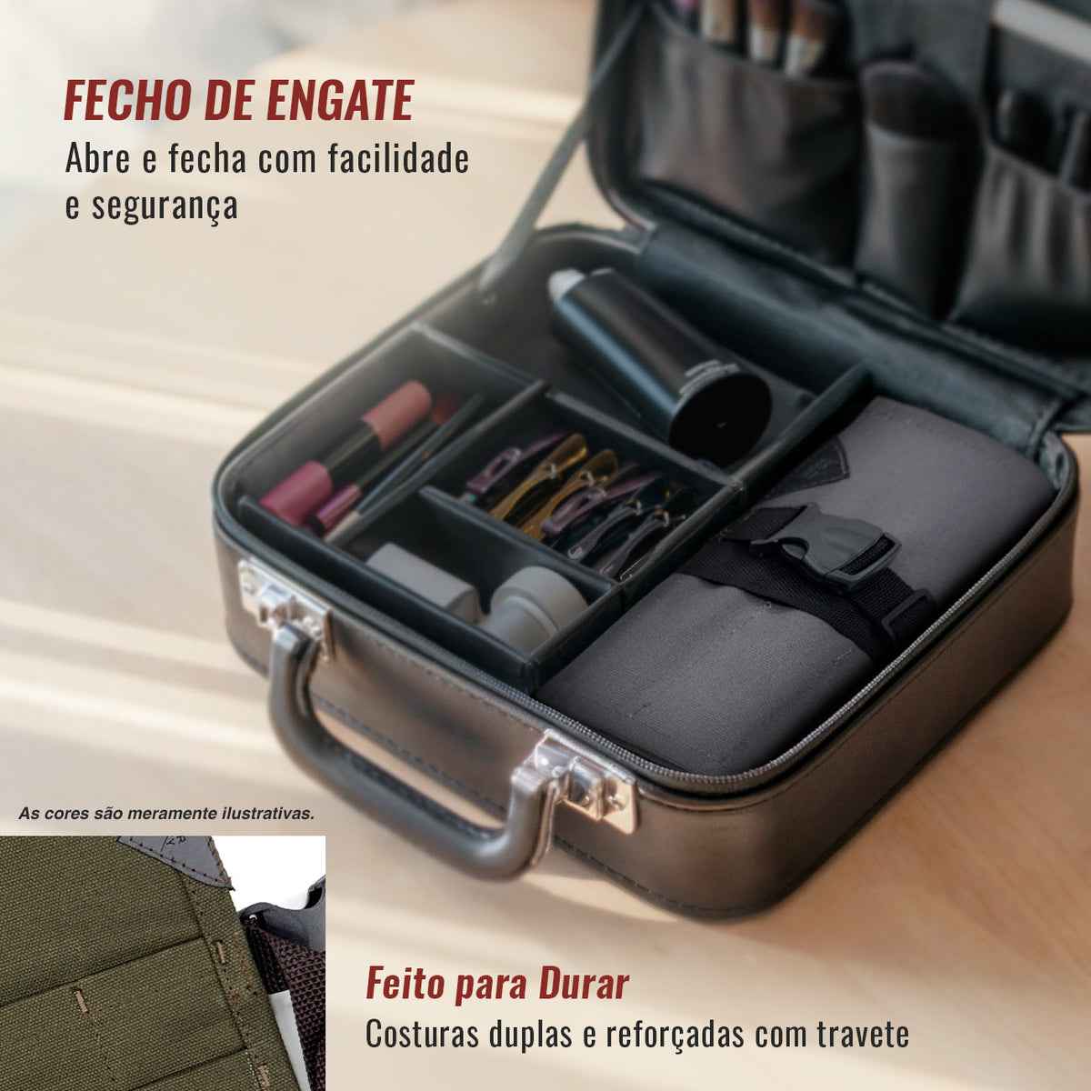 Estojo Porta Tesoura - Salão de Beleza, Barbearia - Case Rolo em Lona para Tesouras de Corte de Cabelo, Pentes, Pincéis, Lápis Maquiagem - Barbeiro, Cabeleireiro, Maquiador - Under NY Sky