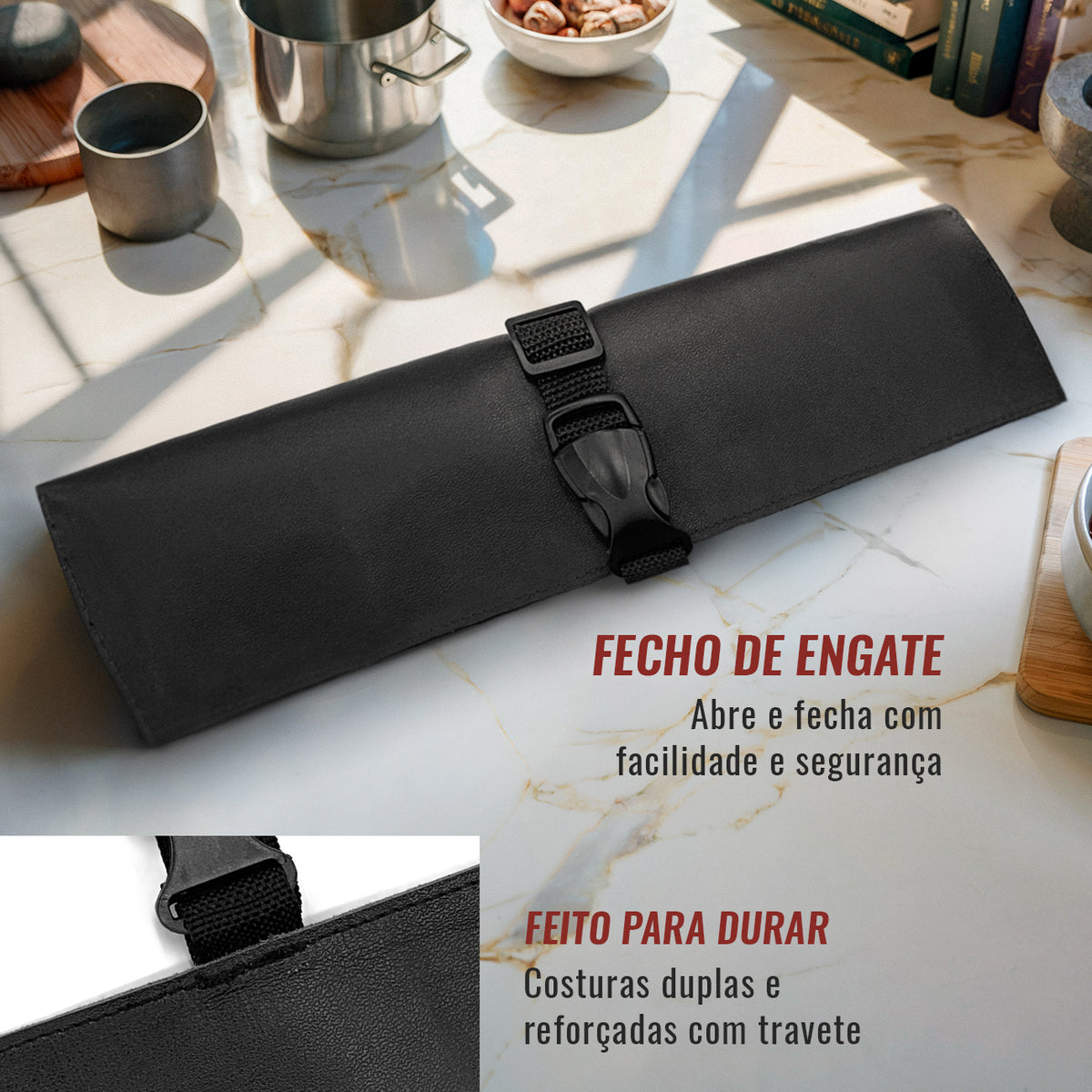 Estojo Porta Facas em Couro Legítimo - 1, 2, 3, 4 ou 6 Bolsos - Estojo Case de Fácil Transporte - Para Facas, Utensílios, Cozinha, Chefs, BBQ -  Under NY Sky