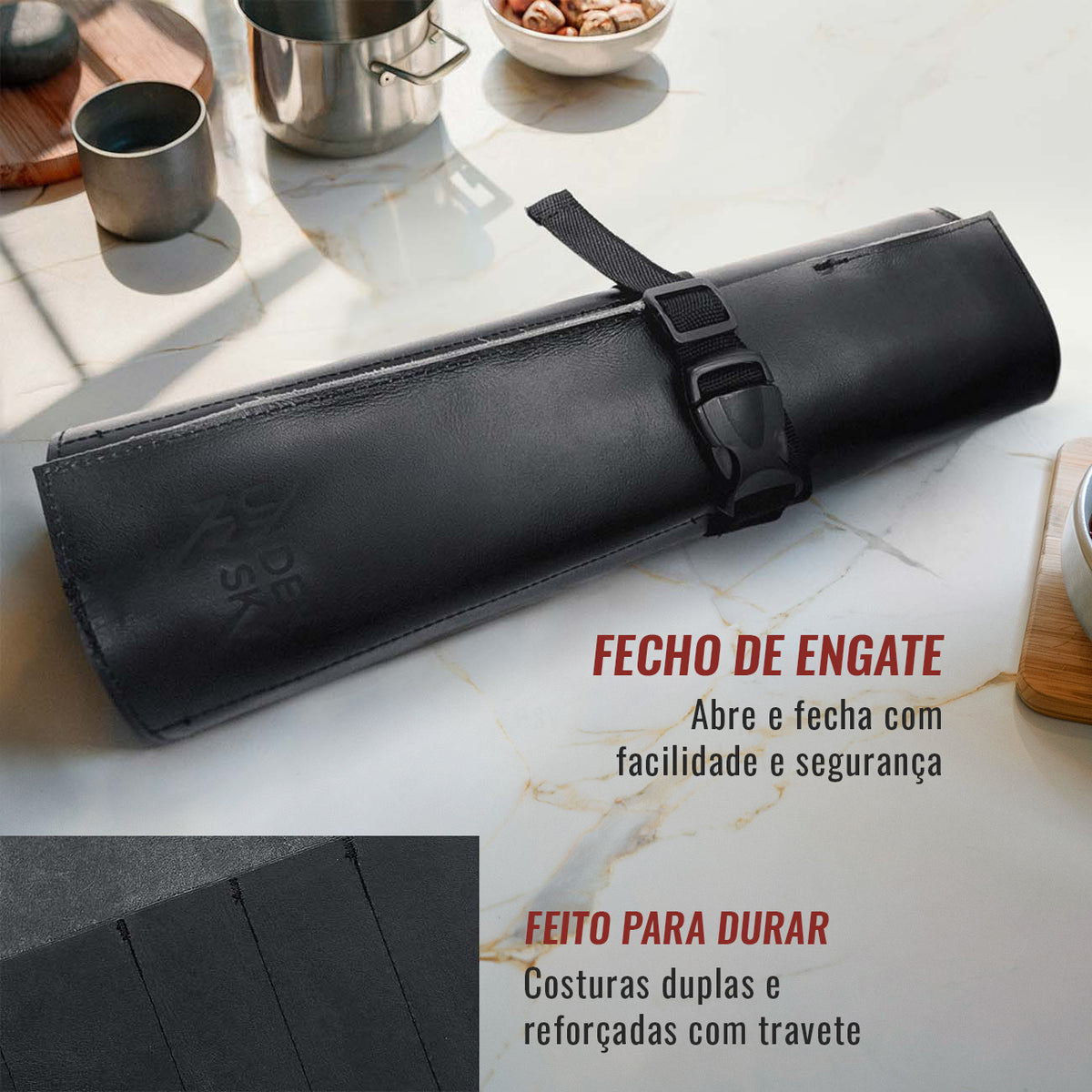 Estojo Porta Facas em Couro Legítimo - 1, 2, 3, 4 ou 6 Bolsos - Estojo Case de Fácil Transporte - Para Facas, Utensílios, Cozinha, Chefs, BBQ -  Under NY Sky