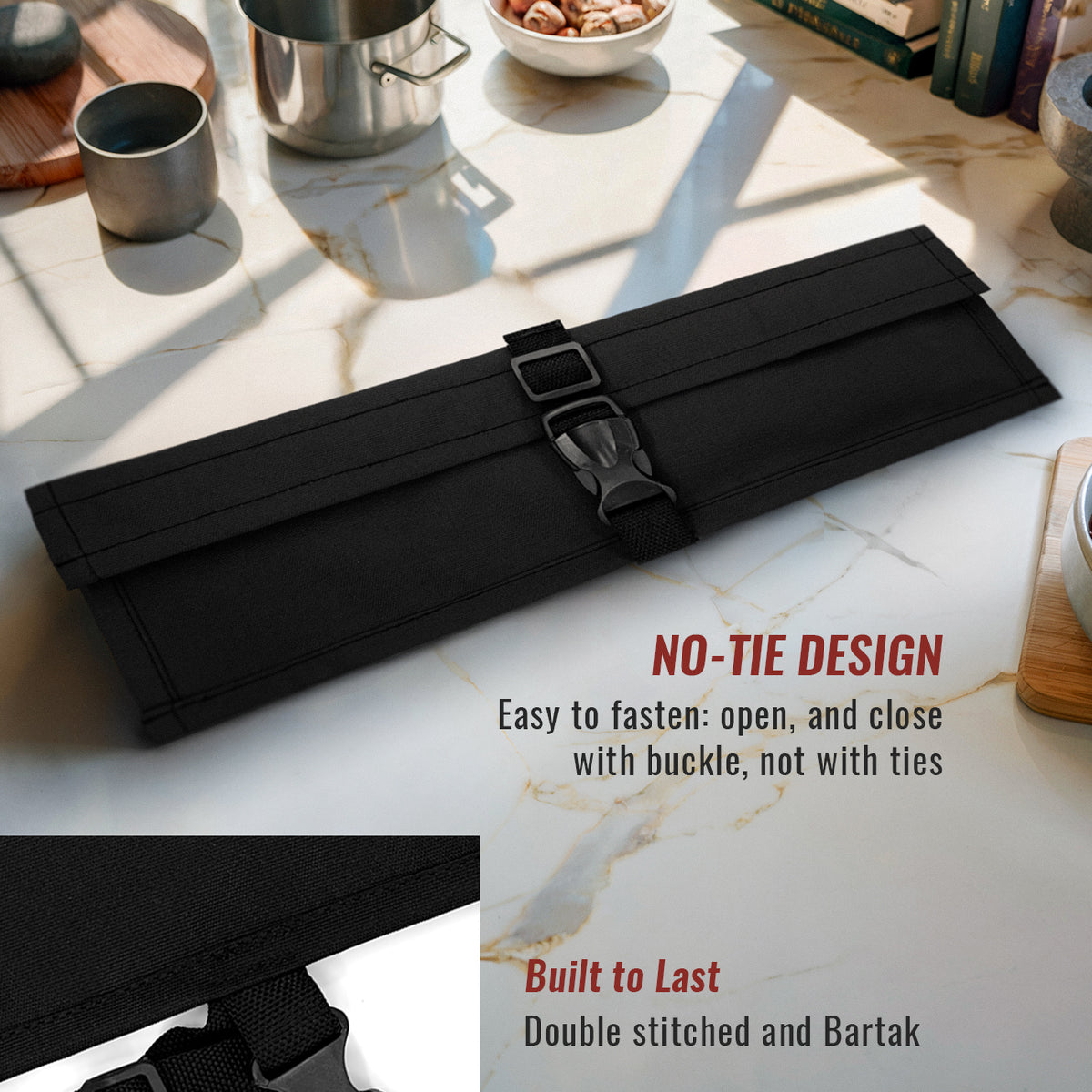 Estojo Porta Faca - 1, 2, 3, 4 ou 6 Bolsos - Bolsa Portátil em Lona Oxford Resistente para Ferramentas de Cozinha, Utensílios, Case Rolo para Facas - Chef, Grill, Churrasco -  Under NY Sky