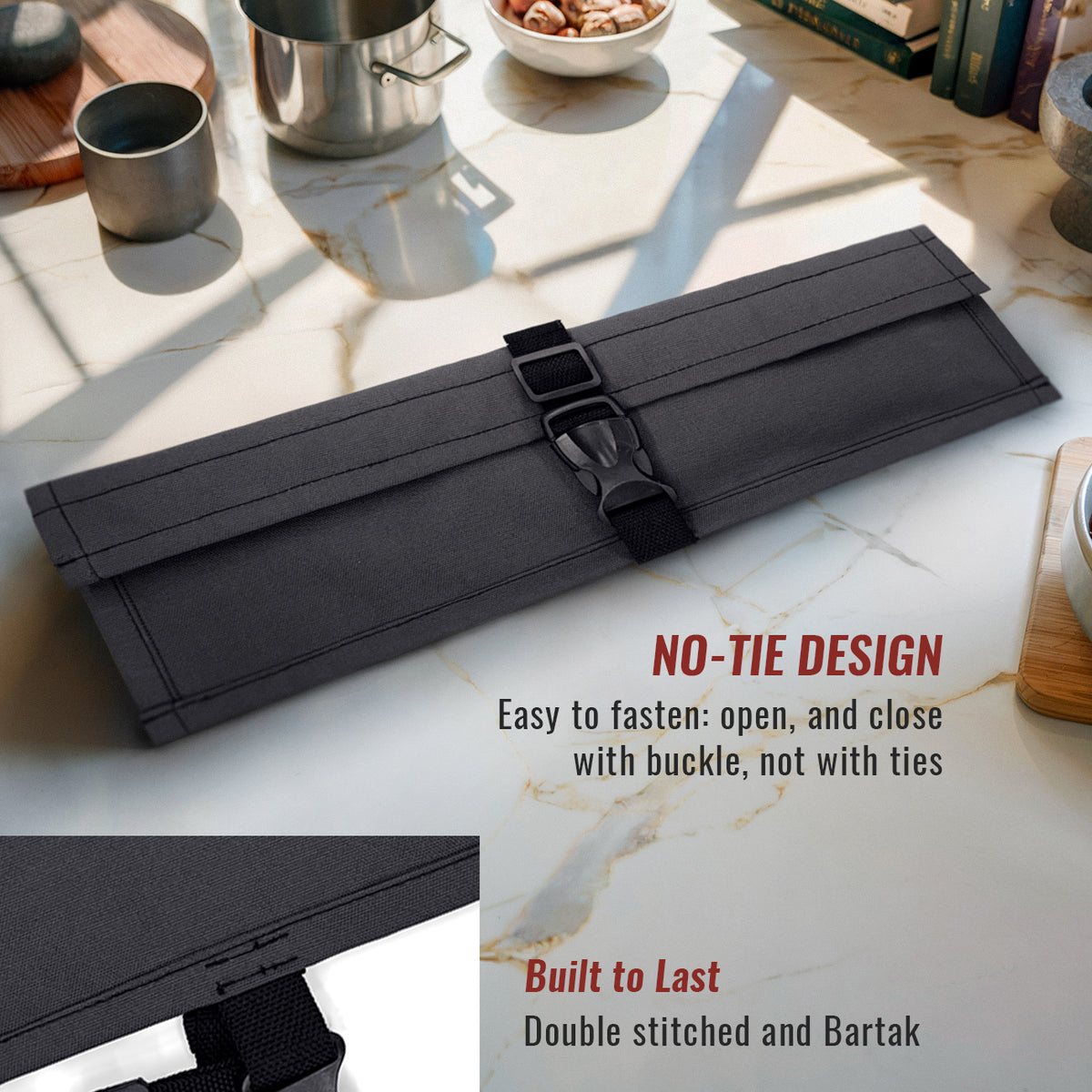 Estojo Porta Faca - 1, 2, 3, 4 ou 6 Bolsos - Bolsa Portátil em Lona Oxford Resistente para Ferramentas de Cozinha, Utensílios, Case Rolo para Facas - Chef, Grill, Churrasco -  Under NY Sky