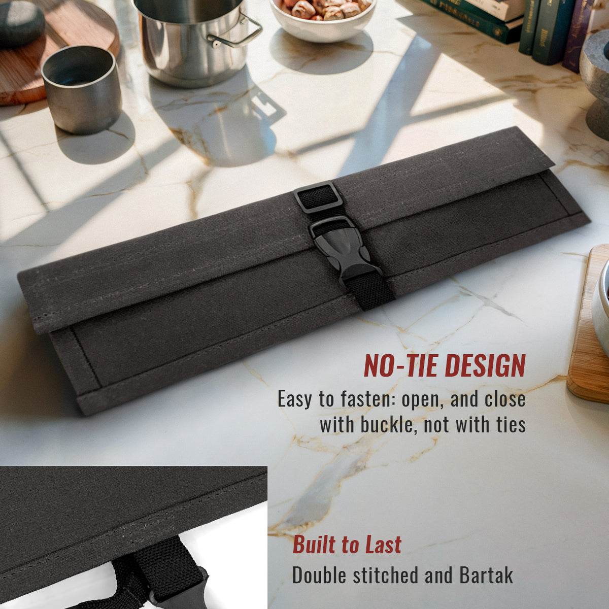 Estojo Porta Facas - 1, 2, 3, 4 ou 6 Bolsos - Bolsa Portátil em Lona Parafinada para Ferramentas de Cozinha, Utensílios, Case Rolo para Facas - Chefs, Grill, Churrasco -  Under NY Sky