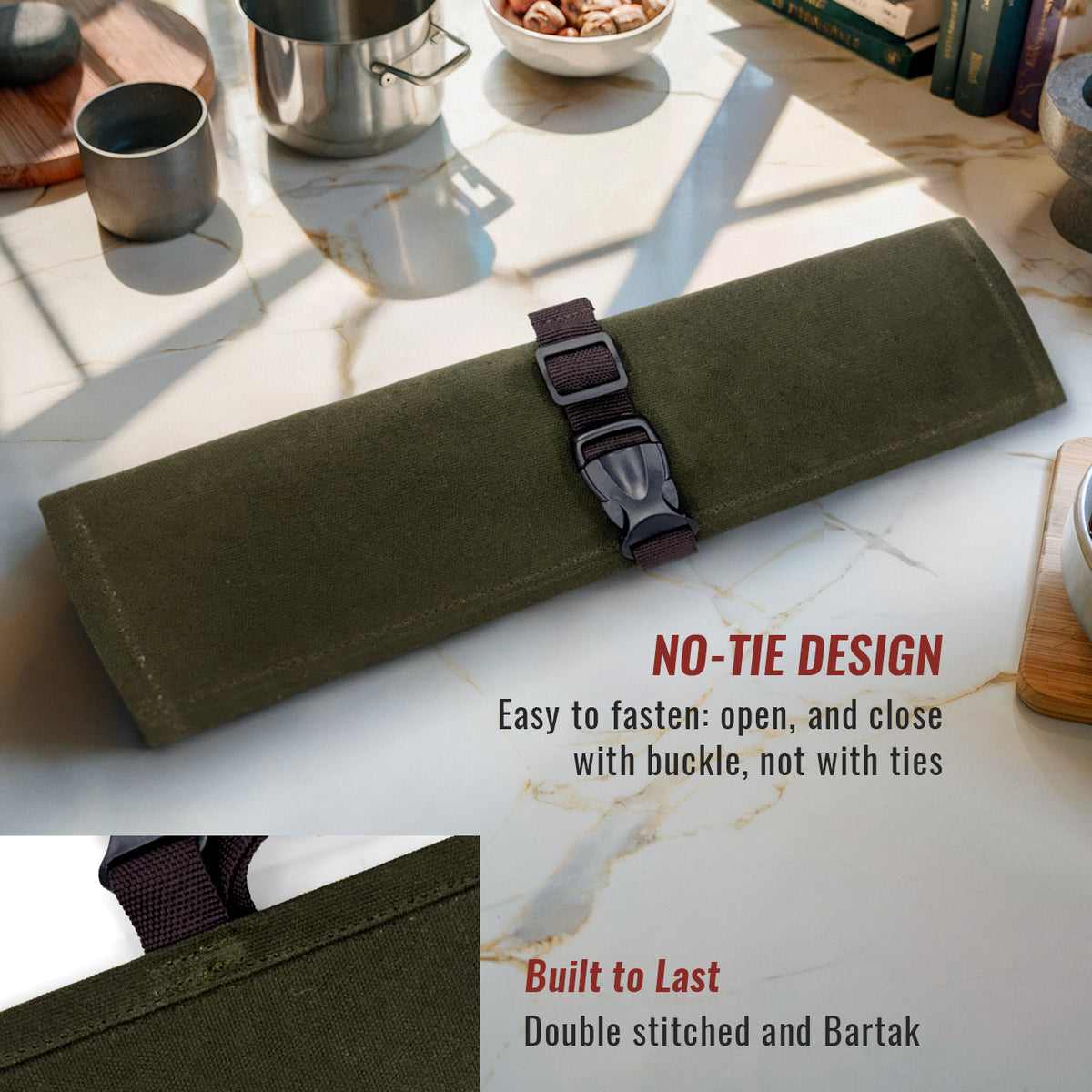 Estojo Porta Facas - 1, 2, 3, 4 ou 6 Bolsos - Bolsa Portátil em Lona Parafinada para Ferramentas de Cozinha, Utensílios, Case Rolo para Facas - Chefs, Grill, Churrasco -  Under NY Sky