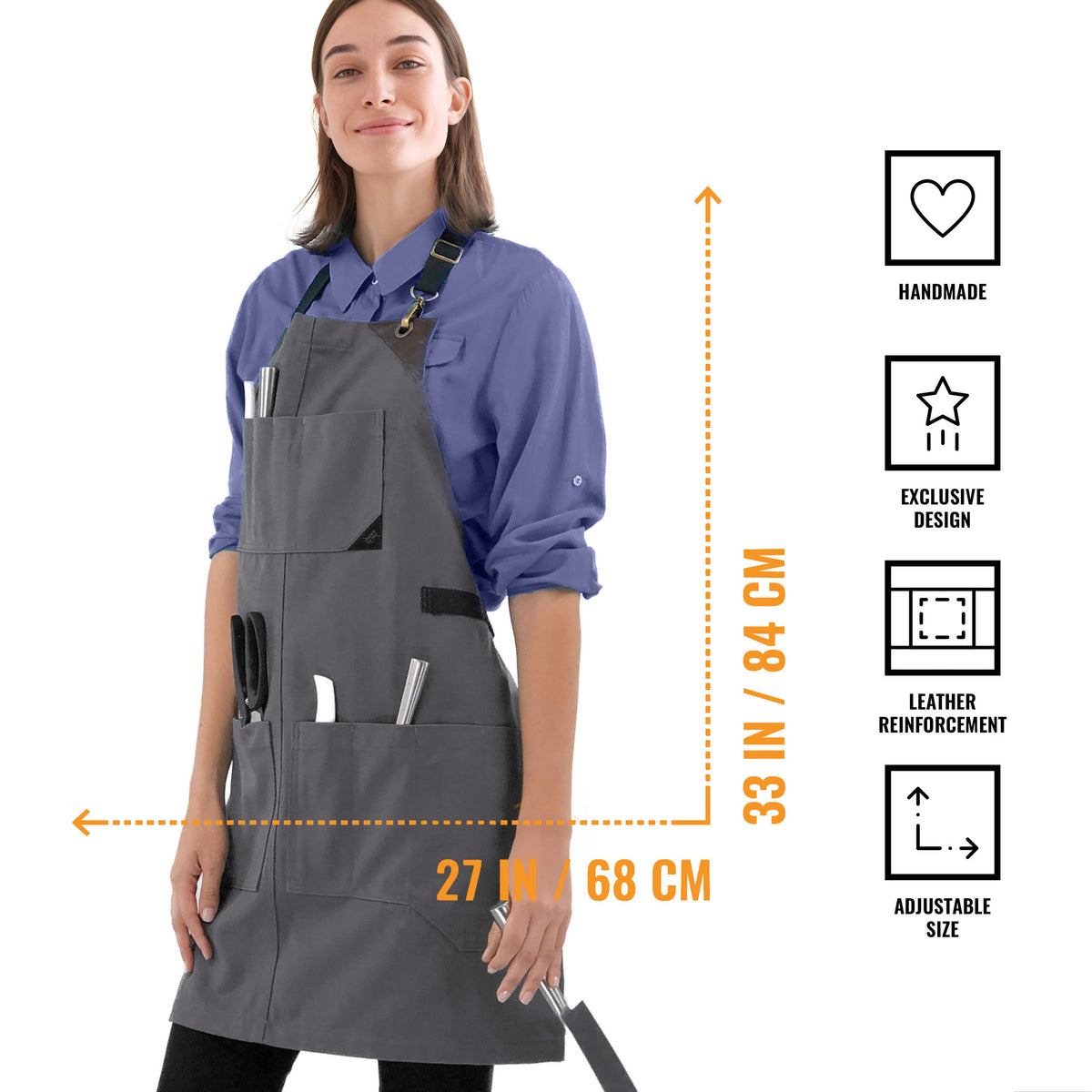 Avental Para Churrasqueiro – Lona Resistente, Funciona como Case de Faca, Acabamento em Couro – Chef, Churrasco, Açougue -  Under NY Sky